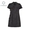 Chinese stijl slanke korte mouw mini jurken zomer mode vintage bloem borduurwerk sexy moderne cheongsam dame jurk 210515