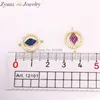 10PCS ZYZ330-4165 Turkish Micro Pave CZ Charm Colorful Zirconia Eye in round Connector Bracelet Fashion Jewelry