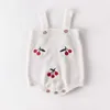 Set di abbigliamento Vestiti per neonate Autunno Pagliaccetto lavorato a maglia in ciliegio Set Infant Girl Cardigan Maglione in cotone Tuta For3767853