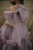 Dusty Pink Maternity Evening Dress Robes for Photo Shoot or baby shower Ruffle Tulle Chic Women Dresses Nightgown Photography Shawel