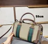 Boston Red and Green Stripe Canvas Pillow Bag Classic Luxury Designer Facs Ophidia Women Fashion Handbag مع Bow Diamond Lattic