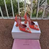 Nouvelles chaussures de saison amina muaddi pompes begum slingback en satin orné de cristal marin3703279