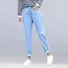 Jeans da donna Vintage Straight Mom Pantaloni larghi in denim blu Pantaloni alla caviglia Donna Casual Streetwear Harem 211129