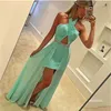 Nouveau Sexy haut bas robe De bal en mousseline De soie croisé dos nu Banquet robes De retour femmes plis robes De soirée robe De Festa 328 328