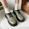 Sukienka Buty Rimocy 2022 Spring Grube Pompy pięty dla Kobiet PU Skórzana Platforma Lace-Up Platforma Kobieta Round Toe Dotno Casual