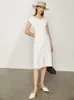 Minimalismo Mulheres Verão Vestido Mídico Sinto ONECK ONECK Aline Causal Feminino para as Mulheres 12130035 210527