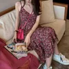 Imprimé floral robe d'été femmes décontracté Spaghetti sangle cascade à volants gâteau plage D2633 210514