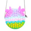 Decompressie Toy Bubble Toy Bag Silicone Rainbow Unicorn Schouder Messenger Exquisite en praktisch met riemen