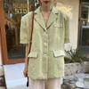 Korejpaa Donna Giacche Estate Coreano Chic Ladies Retro Risvolto Tre Bottoni Design Allentato Casual All-Fiammifero Abito a maniche corte 210526