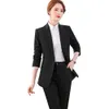 YYMSXR Hoge kwaliteit Mode Dames Dames Business Pant Pak Black Blue Gray S-5XL Single Button 2 Stuk Set voor Werk 210527