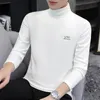Bottned T Shirt Mäns Höst och Vinter Hög Collar de Velvet Varm Top Långärmad Plysch Slim Fit T-shirt Trend Inner Match