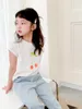 Kids Girls t shirts with denim Pants 2pcsets Fashion Girl cotton tshirts Toddler trousers Jeans suits26158227896
