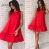 Jocoo Jolee Summer Sleeveless Ruffles Mini Dress Causual Loose Short Dress Elegant Solid Pleated Beach Dress Vestidos 210619