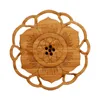 Natural Bamboo Table Mat Cup Coaster Tea Cup Pad Retro Lotus Carving Eco-friendly Round Heat Insulation Teaware Accessories RRE12112