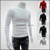 Męskie Swetry Odzież Odzież 2021 Wiosna Zima Ciepły Sweter Mężczyźni Turtleneck Solid Color Casual Homme Slim Fit Dzianiny Bawełna Plaki DRO