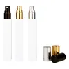 Altın Gümüş Sprey Atomizer Parfüm Şişeleri 25 ADET 10 ML Boş Siyah Beyaz Kare Cam Çelik Boncuk Rulo Doldurulabilir Rulo Şişe