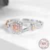 Süße romantische weibliche Prinzessin rosa Stein Ring Mode 925 Silber Schmuck Luxus Versprechen Verlobungsringe J2747044240