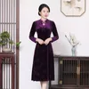 Casual Dresses 2021 Autumn Sexy Women Velvet Dress Vintage Chinese Style Cheongsam Collar Long Sleeve Elegant BodyCon Party