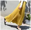 Женская мода плиссированная MIDI длинная юбка женская корейская японская повседневная высокая талия юбки Jupe Faldas 10 цветов весна SK295 210730