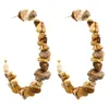 Boucles d'oreilles Huggie de style ethnique bohème pour femmes, boucles d'oreilles en pierres précieuses colorées à la mode, T02