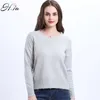HSA Automne Pulls Pull Jumper Candy Couleur Col V Basic Dames Casual Lâche Hiver Pulls Femme 210417