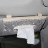 Bling Auto Sun Visor Box PU Lederen Tissue Case Hand-Made Sprankelende Crystal Auto Servethouder voor vrouwen