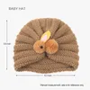 Akcesoria do włosów dziecięce wełniane czapki z dzianiny utrzymuj ciepło jesienno-zimowa 0-3 lat czapka dla niemowląt jednokolorowy śliczny królik opona hatses WH0234