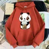 Cute Panda Drinking Pearl Milk Tea Hoodie Male Autumn Warm Sweatshirt Trend Harajuku Pullover For Mens Autumn Loose Tracksuit Y0804