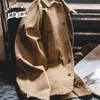 Maden vintage paris fivela jaquetas para homens solto algodão chore sólido casaco workwear casual casaco homem vestuário 211214