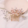 Hair Clips & Barrettes Handmade Vintage Gold Combs Women Bridal Ornaments Pearls Rhinestone Headpiece Leaf Wedding Accessories