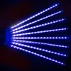 Strängar 1/4/6/8 Tubes LED Vattentät EU / US Plug Garland Ljus Meteor Dusch Rain String Icicle Snöfall Xmas Utomhus dekor lampa