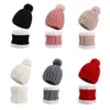 2 pièces bébé hiver chapeau écharpe ensemble polaire tricot nouveau-né chapeau infantile Bonnet casquette garçon fille neige chaud chapeaux 0-3Y