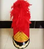 Plume rouge militaire Cosplay hauts chapeaux Bar Club musique tambour équipe casquette école scène Performance chapeau uniforme Cosplay accessoires