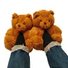 Pluxh Teddy Bear House Slippers Mulheres Marrom Mulheres Casa Casa Indoor Anti-deslocamento Fal