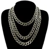 Fashion 15mm Cuban Link Chains Necklace For Women Men Hip Hop Jewelry Bling Iced Out Full Rhinestone Rapper Choker Necklaces
