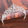 Klipsy do włosów Barrettes Silver Crystal Wedding Crown Tiaras Acessories Pałąk głowa Rhinestone Bridal Head kawałek Tiara252b