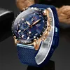 LIGE Men Watches Male Top Brand Luxury Blue Mesh Steel Business Watch Men Fashion Waterproof Chronograph Reloj Hombre 210527