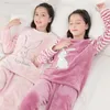 Ragazzi Ragazze Vestiti Pigiama Set Flanella Pile Caldo Catoon Sleepwear Teen Home Suit Inverno Autunno Primavera 6 8 10 12 14Y Pigiama Bambini 211130