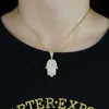 Chłopiec Mężczyźni Fatima Hamsa Ręka Naszyjnik Wisiorek Iced Out 5a Bling Cubic Cyrkon Cienki Łańcuch Hip Hop Gift Turkish Luck Jewelry