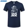 JOIN THE DIVE SIDE DARK Underwater Funny Printed T Shirt Cotton Short Sleeve O-Neck Men's Clothing Brand Top Tee-Shirt Plus Size 210629