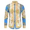 Chemise royale de luxe hommes marque à manches longues Dre Baroque imprimé fleuri fête formelle Camias Hombre