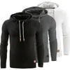 Våren män hooded långärmad hoodies varm solid hooded tröja fitness hoodies män tye färg sweatshirt 210515