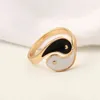 Kinesisk stil Tai Chi Yin Yang Gossip Knuckle Ring för kvinnor Män Emalj Round Signet Finger Ringar Taoist Zen Spirit Smycken Glida G1125