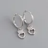 Hoop Huggie 925 Sterling Silver CZ Heart Charm Dangle Drop Earrings A18693919818