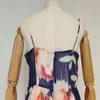女性vネックノースリーブハイウエストヒットカラーミッドドレス女性夏のファッション服210520