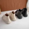 Kinder Schuhe Herbst für Mädchen Mode Echtes Leder Knöchel Kurze Chelsea Stiefel Kinder Marke Weiche Dicke Sohle Plattform Schwarz 211108