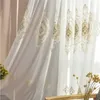 침실에 대 한 유럽 스타일 벨벳 수 놓은 얇은 얇은 얇은 칸막이 거즈 커튼 부엌 창문에 대 한 깎아 지른 210712