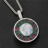 Hip Hop Necklace Iced Out Letter AFGK Rotatable Earth Pendant Necklaces Men's Bling Zircon Jewelry