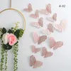 Gros Or DIY Stickers Muraux 12 Pcs 3D Papillon Évider Murs Autocollant Amovible Chambre Stickers Muraux Décor Décoration de La Maison