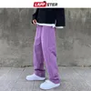 Мужчины пурпурные винтажные мешковатые джинсы Мужчина с низким ростом джинсовая ткань Y2K Брюки мужские джинсы с прямой ногой плюс размер